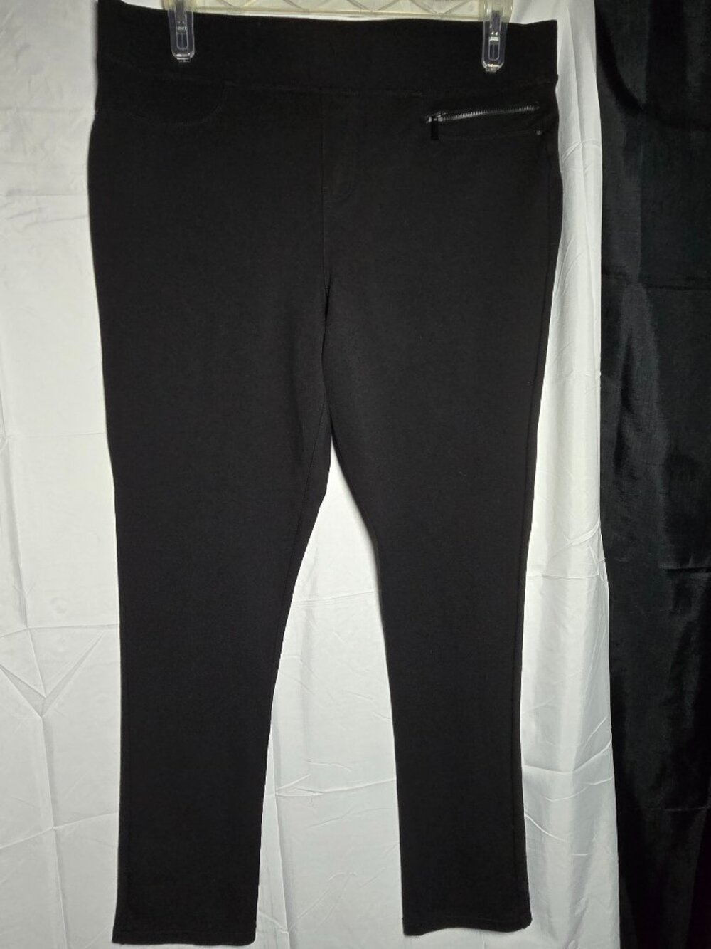 DKNY Jeans Black Pull On Leggings XL Stretch Zip Pocket Ponte Pants